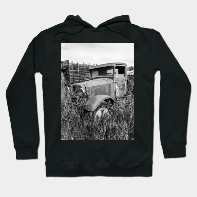 Abandoned truck in black and white Hoodie by Steves-Pics